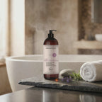 Xeradin Shower Gel 1000 ml – short looping video: steam rises from the bath and the lavender trembles